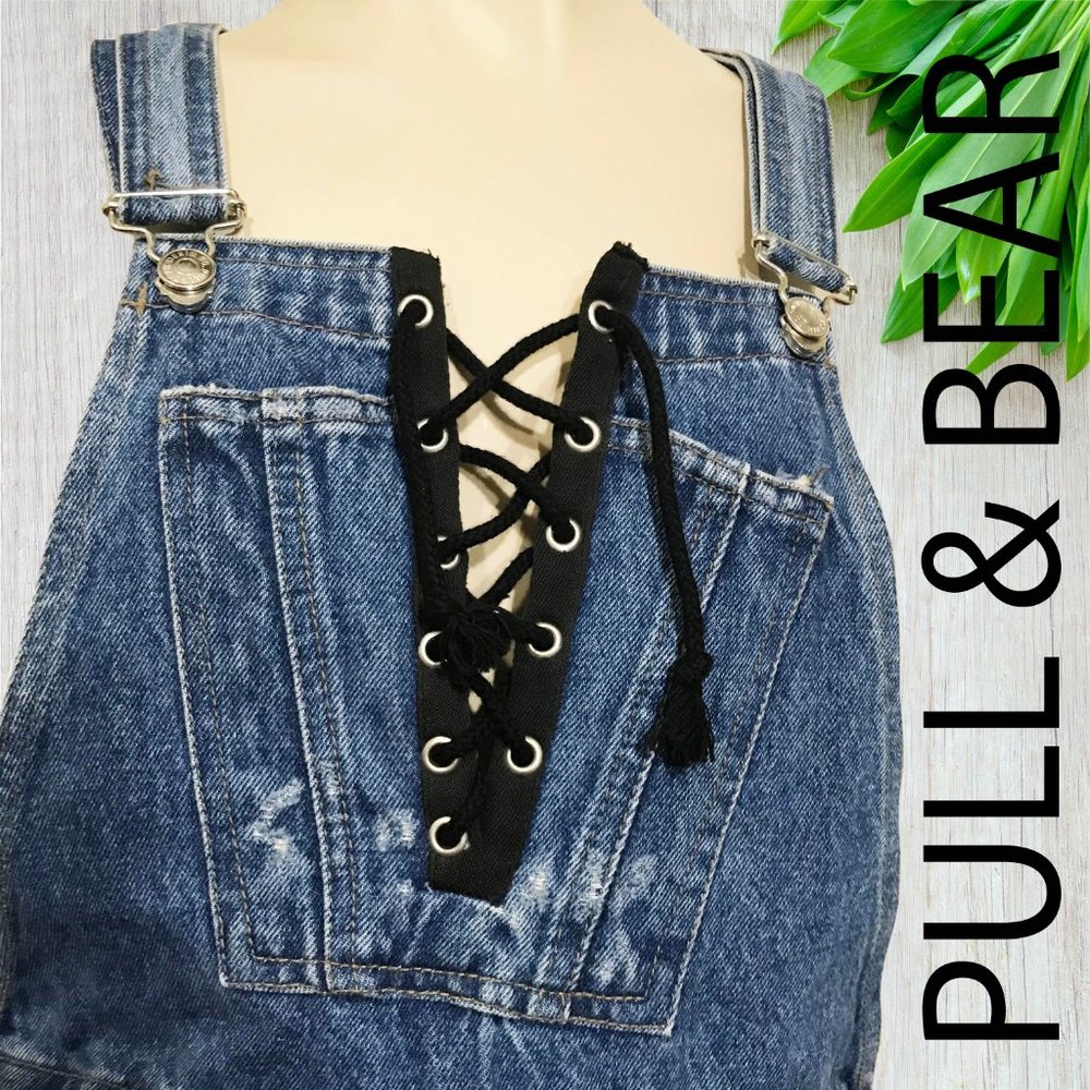 Pull & Bear Women's Overall Denim Jean Shorts NWT - Picture 4 of 7